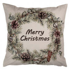 Vánoční povlak na polštář s šiškami a nápisem Merry Christmas – 45x45 cm
