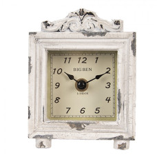 Bílé vintage stolní hodiny s patinou Big Ben London – 10x6x14 cm