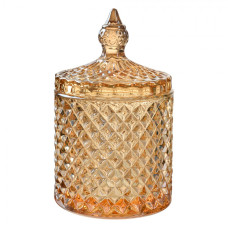 Oranžová skleněná dóza s víkem Melisende – 9x14 cm