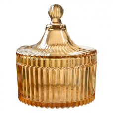 Oranžová skleněná dóza s víkem Melisende – 10x12 cm