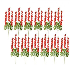 Set 12 ks umělých rostlin se zelenými lístky a červenými kvítky – 113 cm