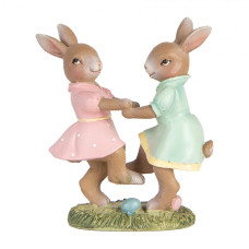 Velikonoční dekorační figurka dvě tancující zaječice v pastelových šatičkách – 8x3x8 cm