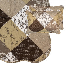 Hnědý patchwork přehoz na jednolůžko s povlakem na polštář Jennifer – 180x250 cm