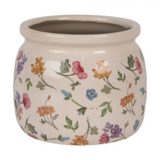 Keramický květináč se vzorem lučních kvítků Colourful Flowers M – 16x13 cm