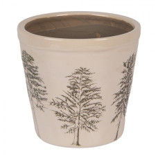 Keramický květináč se vzorem jehličnatých stromů Natural Pine Trees M – 15x14 cm