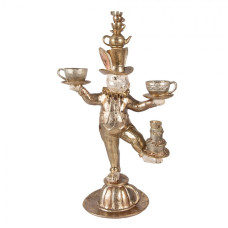 Velká dekorace zlatý králíček žonglující s hrnečky – 35x22x58 cm