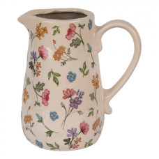 Keramický dekorační džbán se vzorem lučních kvítků Colourful Flowers M – 16x12x18 cm