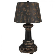 Černá kovová stolní lampa s dřevěnou nohou Pascal – 35x64 cm