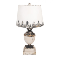 Bílá kovová stolní lampa s dřevěnou nohou Pascal – 32x60 cm