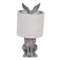 Hnědošedá stolní lampa králík s režným šedým stínidlem Konijn – 20x43 cm