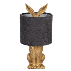 Zlatá stolní lampa králík s režným antracitovým stínidlem Konijn – 20x43 cm