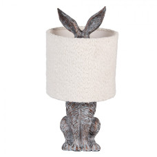 Hnědošedá stolní lampa králík s bílým režným stínidlem Konijn – 20x43 cm
