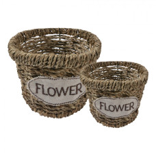Dekorační proutěný košík Flower (set 2 ks) – 16 / 13 cm