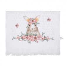Bílý froté ručník se vzorem velikonočního zajíčka Floral Easter Bunny – 40x66 cm