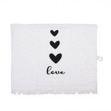 Bílý froté ručník se srdíčky a nápisem Love – 40x66 cm