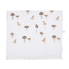 Bílý froté ručník s podzimním motivem přírody a houbiček Little Fall Jewels – 40x66 cm