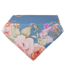 Modrý bavlněný ubrus s květinovým motivem Floral Fiesta – 100x100 cm