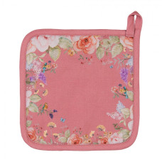 Růžová bavlněná chňapka / podložka pod hrnec s květinovým motivem Floral Fiesta – 20x20 cm