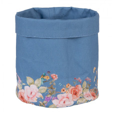 Modrý bavlněný košík na pečivo s květinovým motivem Floral Fiesta – 15x16 cm