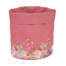 Růžový bavlněný košík na pečivo s květinovým motivem Floral Fiesta – 15x16 cm