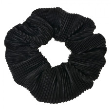 Černá plisovaná gumička do vlasů / scrunchie – 10 cm