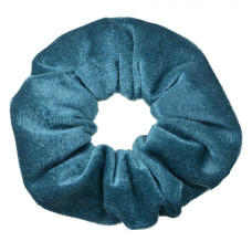 Tyrkysová sametová gumička do vlasů / scrunchie – 10 cm