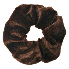 Čokoládová sametová gumička do vlasů / scrunchie – 10 cm