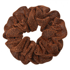 Hnědá lurexová gumička do vlasů / scrunchie – 10 cm