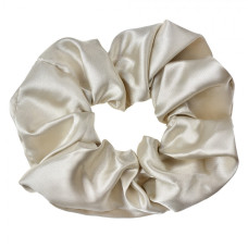 Smetanová lesklá gumička do vlasů / scrunchie – 10 cm