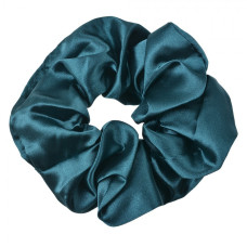 Tmavě tyrkysová lesklá gumička do vlasů / scrunchie – 10 cm