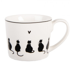 Bílý porcelánový hrneček s kočičkami a srdíčkem Paws – 275 ml