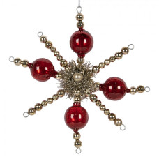Vánoční závěsná ozdoba červená hvězda z kouliček – 18x3x18 cm