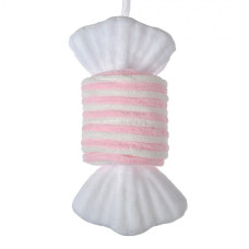 Vánoční závěsná ozdoba růžový pruhovaný bonbon – 11x8x20 cm