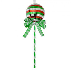 Vánoční závěsná ozdoba zeleno-červené lízátko disco koule – 9x25 cm