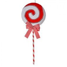 Vánoční ozdoba červeno-bílé lízátko spirála – 10x45 cm