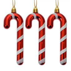 Vánoční závěsná ozdoba červená cukrová hůlka Candy Cane (sada 3 ks) – 4x1x13 cm