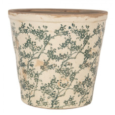 Keramický květináč se zeleným květinovým motivem Emerald Bloom L – 21x20 cm