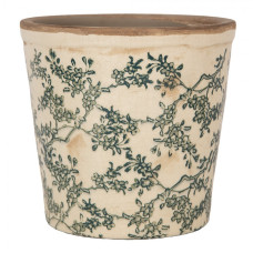 Keramický květináč se zeleným květinovým motivem Emerald Bloom M – 17x16 cm
