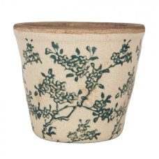 Keramický květináč se zeleným květinovým motivem Emerald Bloom S – 12x11 cm