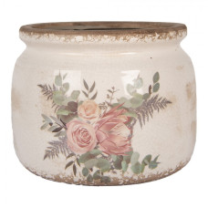 Keramický květináč růže a eukalyptus Vintage Rose L – 20x15 cm