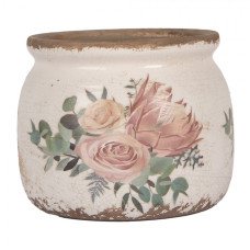 Keramický květináč růže a eukalyptus Vintage Rose S – 12x10 cm