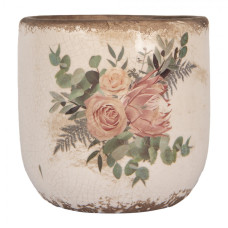 Keramický květináč růže a eukalyptus Vintage Rose M – 14x13 cm