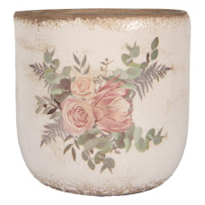 Keramický květináč růže a eukalyptus Vintage Rose XL – 20x19 cm