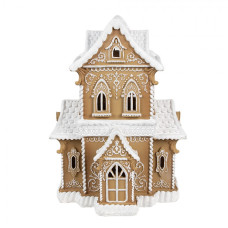 Vánoční dekorace perníková honosná villa s LED světýlky – 28x21x37 cm