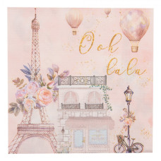 Růžové papírové ubrousky s motivem Oh La La Paris 20 ks – 33x33 cm