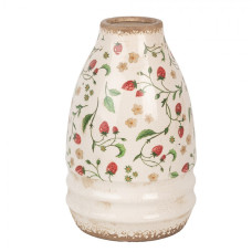 Kónická keramická váza s dekorem jahod Bertjan / Wild Strawberries M – 21x32 cm