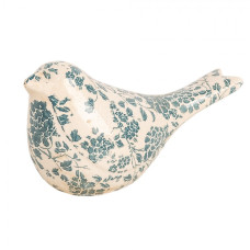 Keramická dekorace ptáček s retro zeleným dekorem Old-Fashioned Chic M – 22x9x12 cm