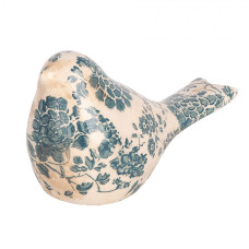 Keramická dekorace ptáček s retro zeleným dekorem Old-Fashioned Chic S – 16x7x9 cm