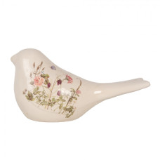 Keramická dekorace ptáček s květy a motýlky Flowers of Love L – 25x10x13 cm