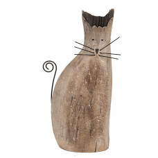 Dřevěná figurka kočky s fousky – 26 cm